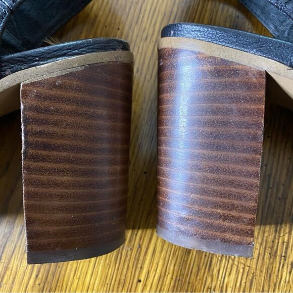 Steve Madden “NonStop” Black Leather Sandals SIZE 9 Chunky Heel Shoes - Picture 6 of 15